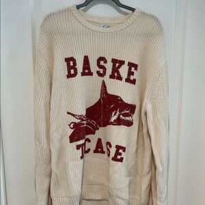 Basketcase Gallery Cream Sweater with Red Graphic